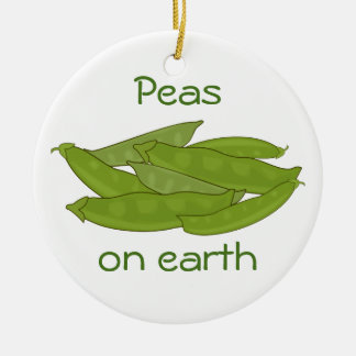 Ornement En Céramique Pois drôles d'ornement de Noël de pois sur la