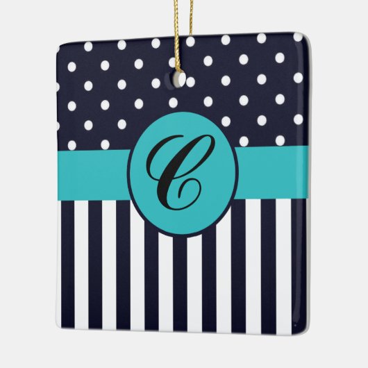 Ornement en céramique pois et rayures (Gauche)