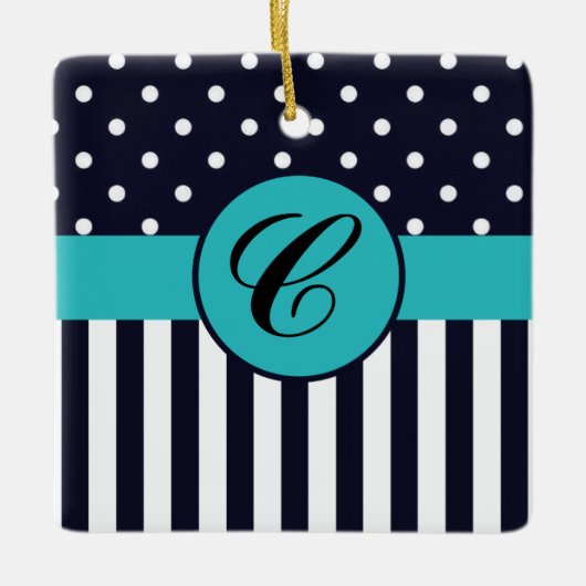 Ornement en céramique pois et rayures (Devant)