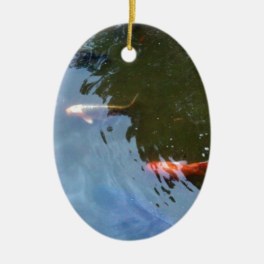 Ornement En Céramique Poisson, carpes de Koi dans l'étang (Devant)