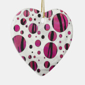 Ornement En Céramique Polka Dot Tiger rose chaud et noir (Droite)
