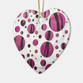 Ornement En Céramique Polka Dot Tiger rose chaud et noir (Gauche)