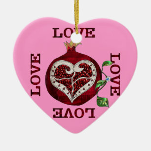 Ornement En Céramique Pomegranate Heart LOVE Valentine