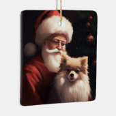 Ornement En Céramique Poméranien avec Noël Festif du Père Noël (Droite)