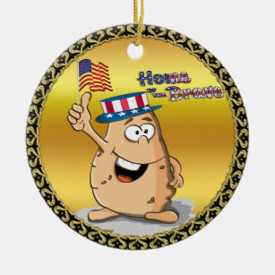 Ornement En Céramique Pomme de terre patriotique avec casquette américai