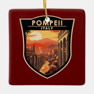 Ornement En Céramique Pompeii Campanie Italie Travel Art Vintage