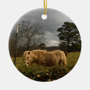 Ornement En Céramique Poney miniature blond / Cheval