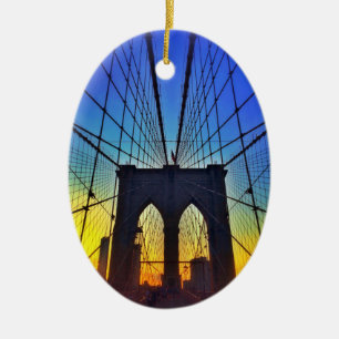 Ornement En Céramique Pont de Brooklyn au coucher du soleil