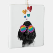 Ornement En Céramique Poodle Dog with Hearts Saint-Valentin (Droite)