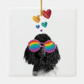Ornement En Céramique Poodle Dog with Hearts Saint-Valentin (Dos)