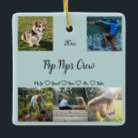 Ornement En Céramique Pop Pop's Crew Custom 5 Photo Grid, Vert<br><div class="desc">Adorablement mignon avec un bloc photo de 5 pour personnaliser. Un cadeau pour vous-même ou en cadeau pour Pop Pop!</div>