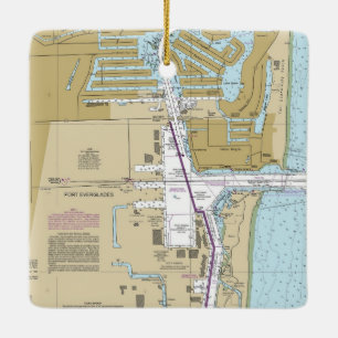 Ornement En Céramique Port Everglades Florida Carte Nautique
