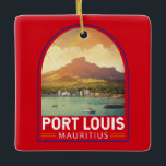 Ornement En Céramique Port Louis Maurice Travel Art Vintage<br><div class="desc">Conception de déplacement vectoriel rétro Port Louis. Port Louis est la capitale mauricienne,  dans l'océan Indien.</div>