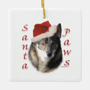 Ornement En Céramique Porte - clé suédois Vallhund Père Noël Paws