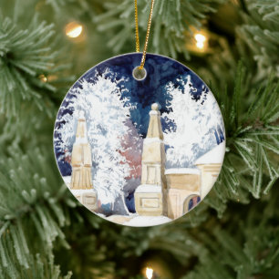 Ornement En Céramique Porte d'hiver la nuit (croquis)