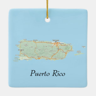 Ornement En Céramique Porto Rico Map Noël
