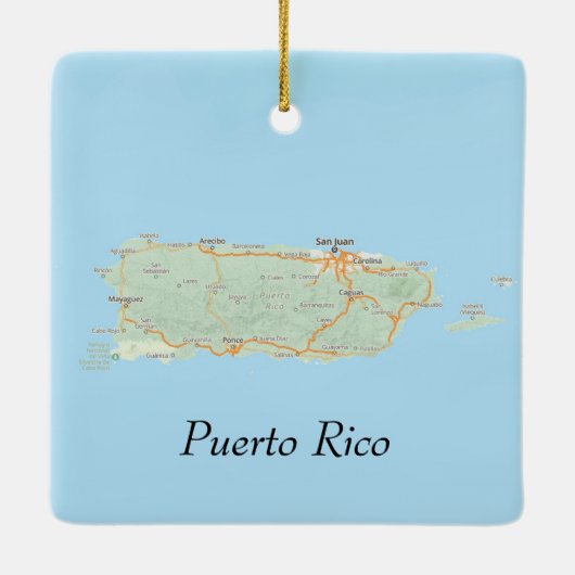 Ornement En Céramique Porto Rico Map Noël (Dos)