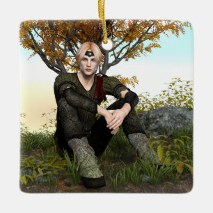 Ornement En Céramique Portrait de prince médiéval de fantaisie en forêt