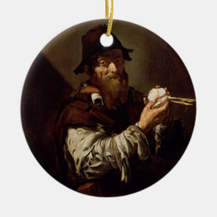 Ornement En Céramique Portrait d'un vieil homme à un oignon (huile sur
