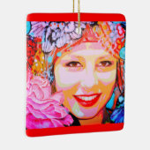 Ornement En Céramique Portrait d'une jeune fille aux fleurs (Droite)