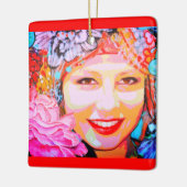 Ornement En Céramique Portrait d'une jeune fille aux fleurs (Gauche)