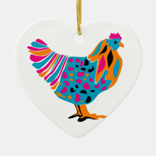 Ornement En Céramique Poulet lumineux génial