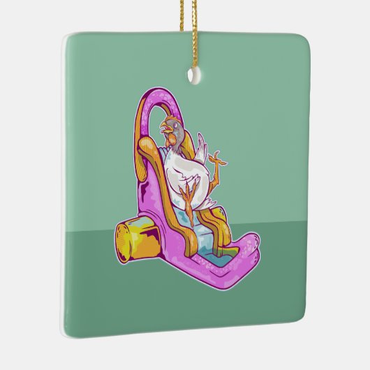 Ornement En Céramique Poulet sur un toboggan (Droite)