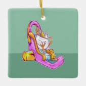 Ornement En Céramique Poulet sur un toboggan (Devant)