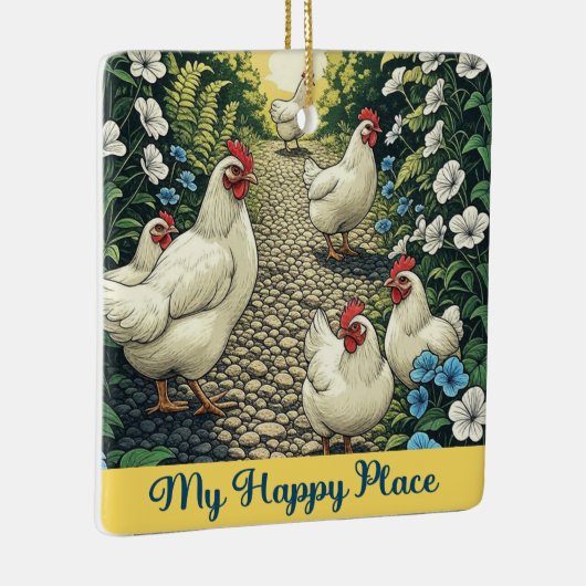 Ornement En Céramique Poulets Mon Endroit Heureux (Droite)