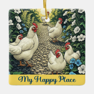 Ornement En Céramique Poulets Mon Endroit Heureux