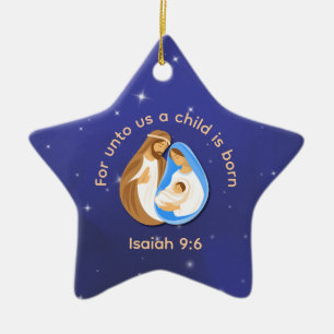 Ornement En Céramique Pour nous un enfant est né Étoile de Noël