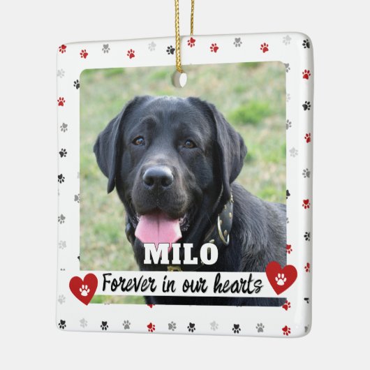 Ornement En Céramique Pour toujours dans nos coeurs Chien Photo Pet Perd (Gauche)