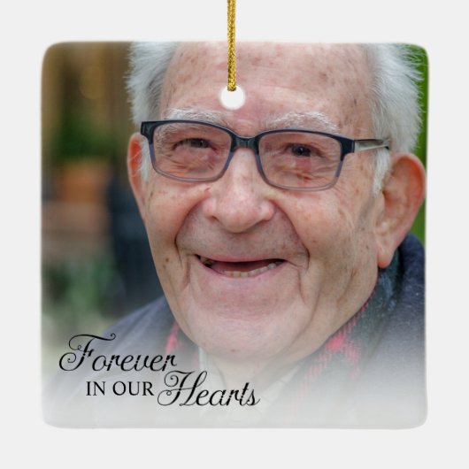 Ornement En Céramique Pour toujours dans nos coeurs photo commémorative (Dos)
