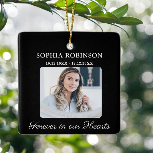 Ornement En Céramique Pour toujours dans nos coeurs Photo Mémorial Noël