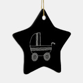 Ornement En Céramique Poussette de bébé noire et blanche (Droite)