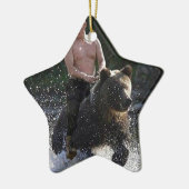 Ornement En Céramique Poutine monte un ours ! (Gauche)