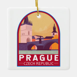 Ornement En Céramique Prague République tchèque Travel Art Vintage