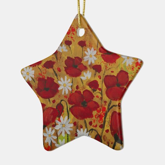 Ornement En Céramique Pré de pavot, fleurs rouges (Gauche)