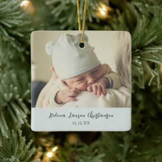 Ornement En Céramique Premier anniversaire de Noël pour bébé simple et é