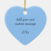 Ornement En Céramique Premier anniversaire du Mariage Photo : Bleu clair (Dos)
