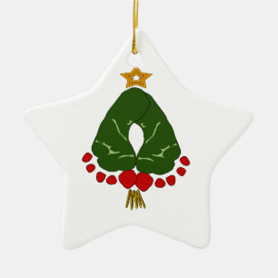 Ornement En Céramique Premier arbre d'empreinte de pas de Noël du béb