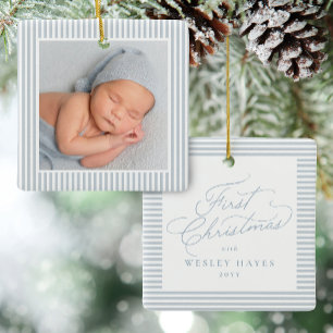 Ornement En Céramique Premier cadre en seersucker pour Noël photo mignon