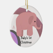 Ornement En Céramique Premier éléphant rose de Noël du bébé (Droite)
