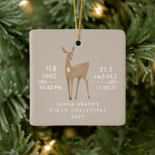 Ornement En Céramique Premier Noël 1 photo bébé détails cerf Céramique