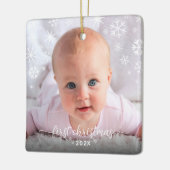 Ornement En Céramique Premier Noël Bébé Photo Nouveaux Parents Snowflake (Gauche)