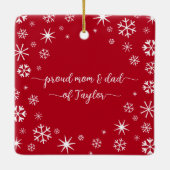 Ornement En Céramique Premier Noël Bébé Photo Nouveaux Parents Snowflake (Dos)