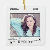 Ornement En Céramique Premier Noël Ciel Simple 2 Photo Mémorial (Devant)