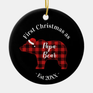 Ornement En Céramique Premier Noël comme Papa Bear Buffalo Plaid