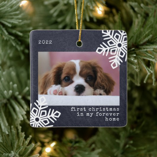Ornement En Céramique Premier Noël Dans Mon Forever Home Photo Chien (Arbre)