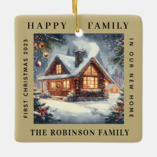 Ornement En Céramique Premier Noël Dans Notre Nouvelle Maison Forêt Sabl